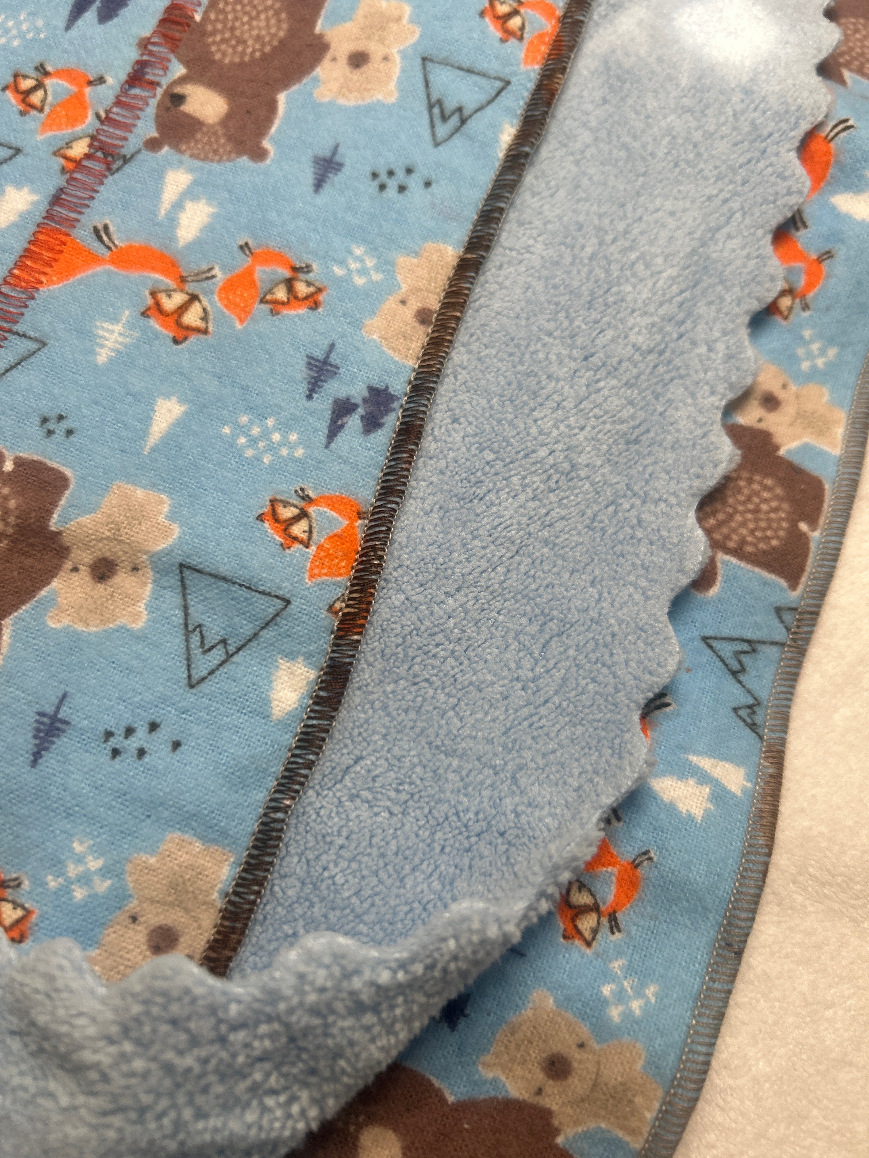 Bears and foxes blanket and burp cloth gift set
