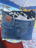 Cow print and Denim Handbag