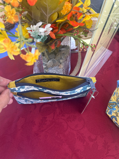 Blue and Gold Bag with Gold Lining