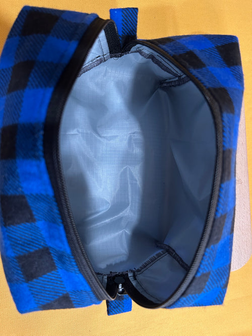 Blue Plaid Box Bag--Waterproof lining