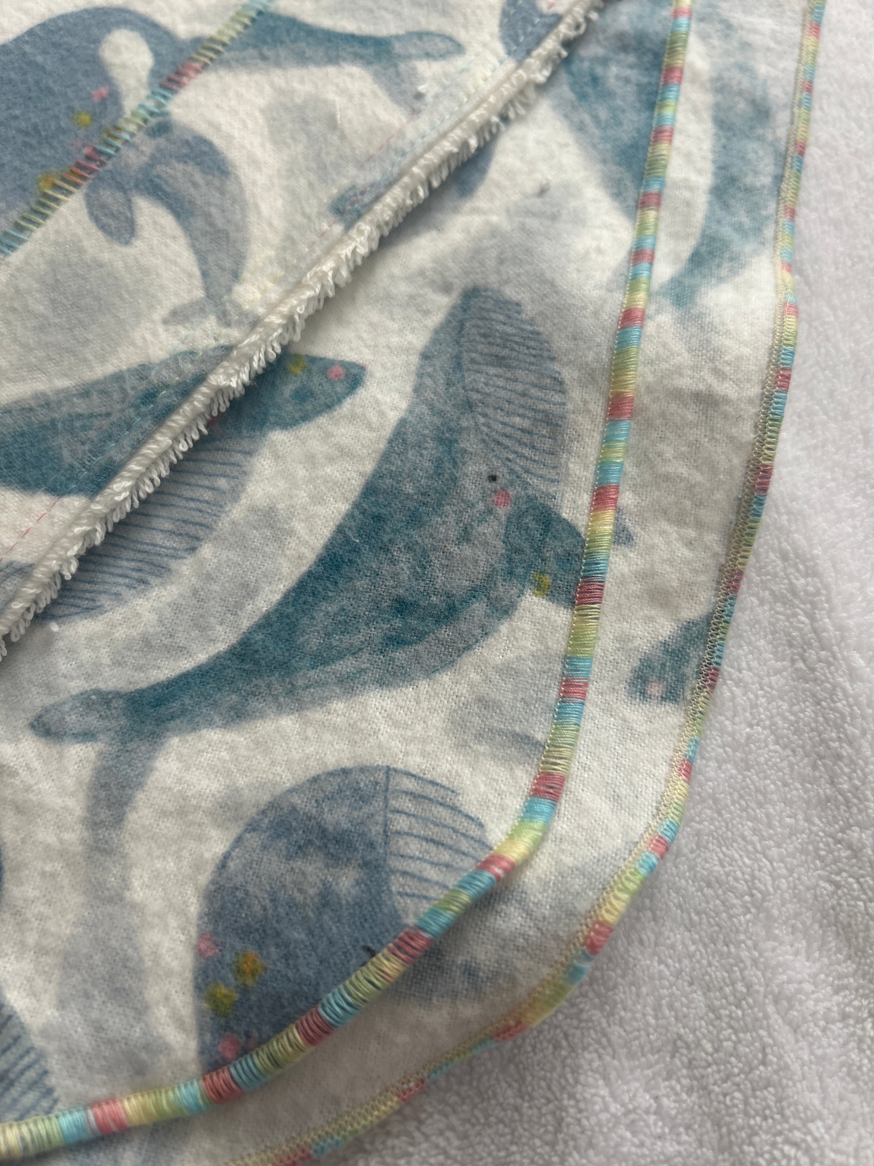 Whales blanket and burp cloth gift set