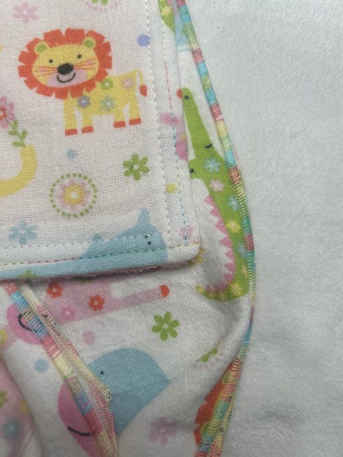 Animal blanket and burp cloth gift set