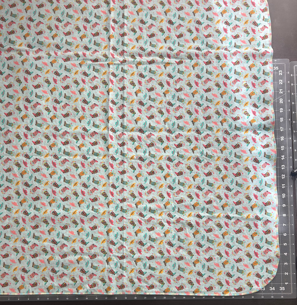 Cowgirl blanket and burp cloth gift set