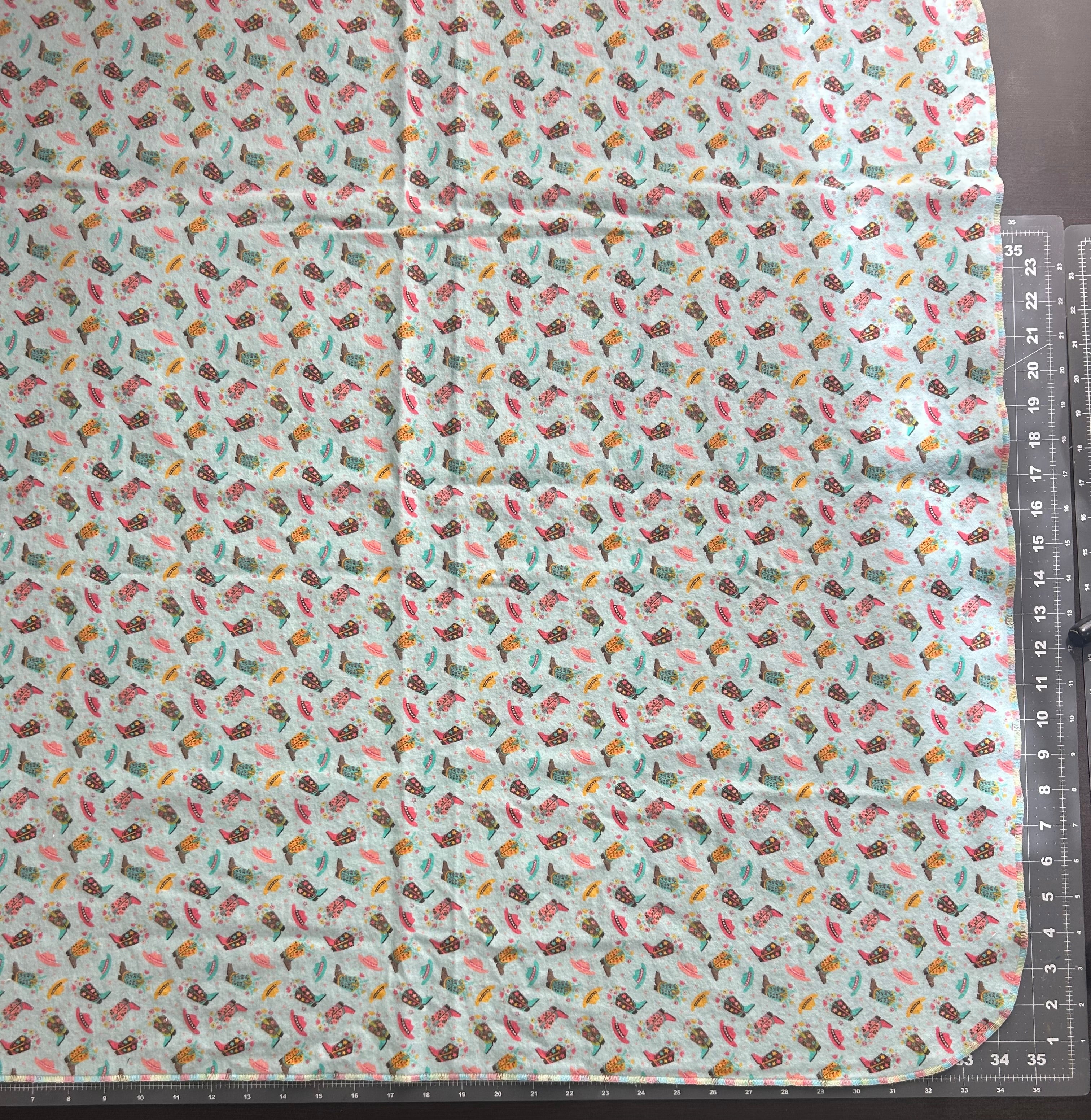 Cowgirl blanket and burp cloth gift set
