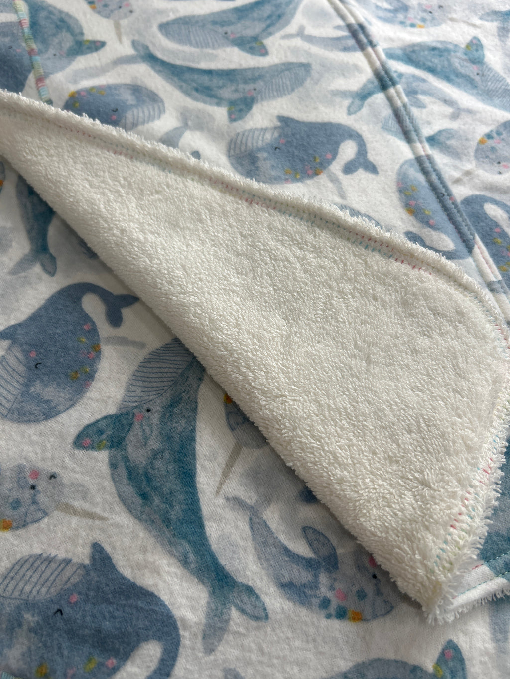 Whales blanket and burp cloth gift set