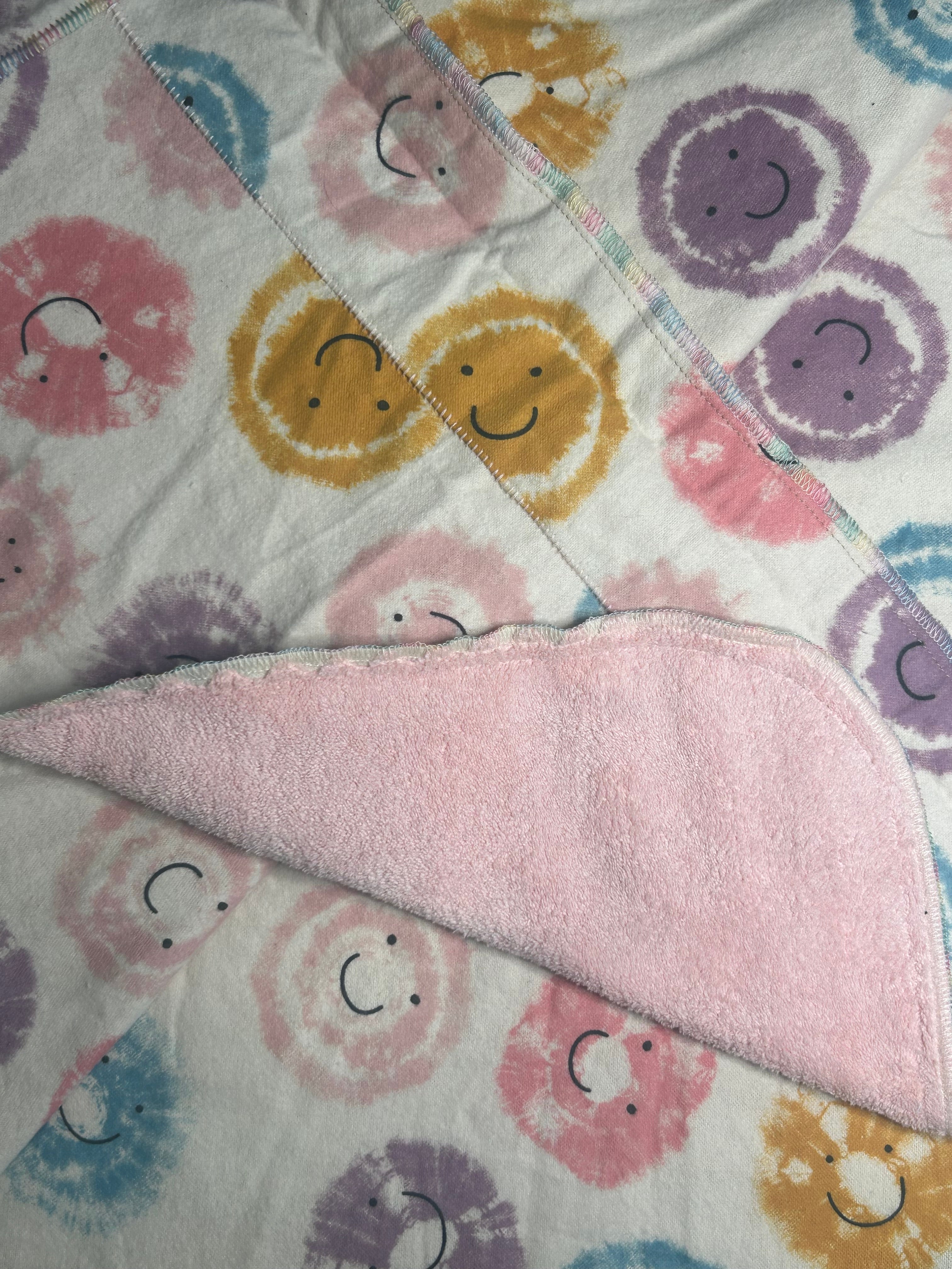 Happy face blanket and burp cloth gift set