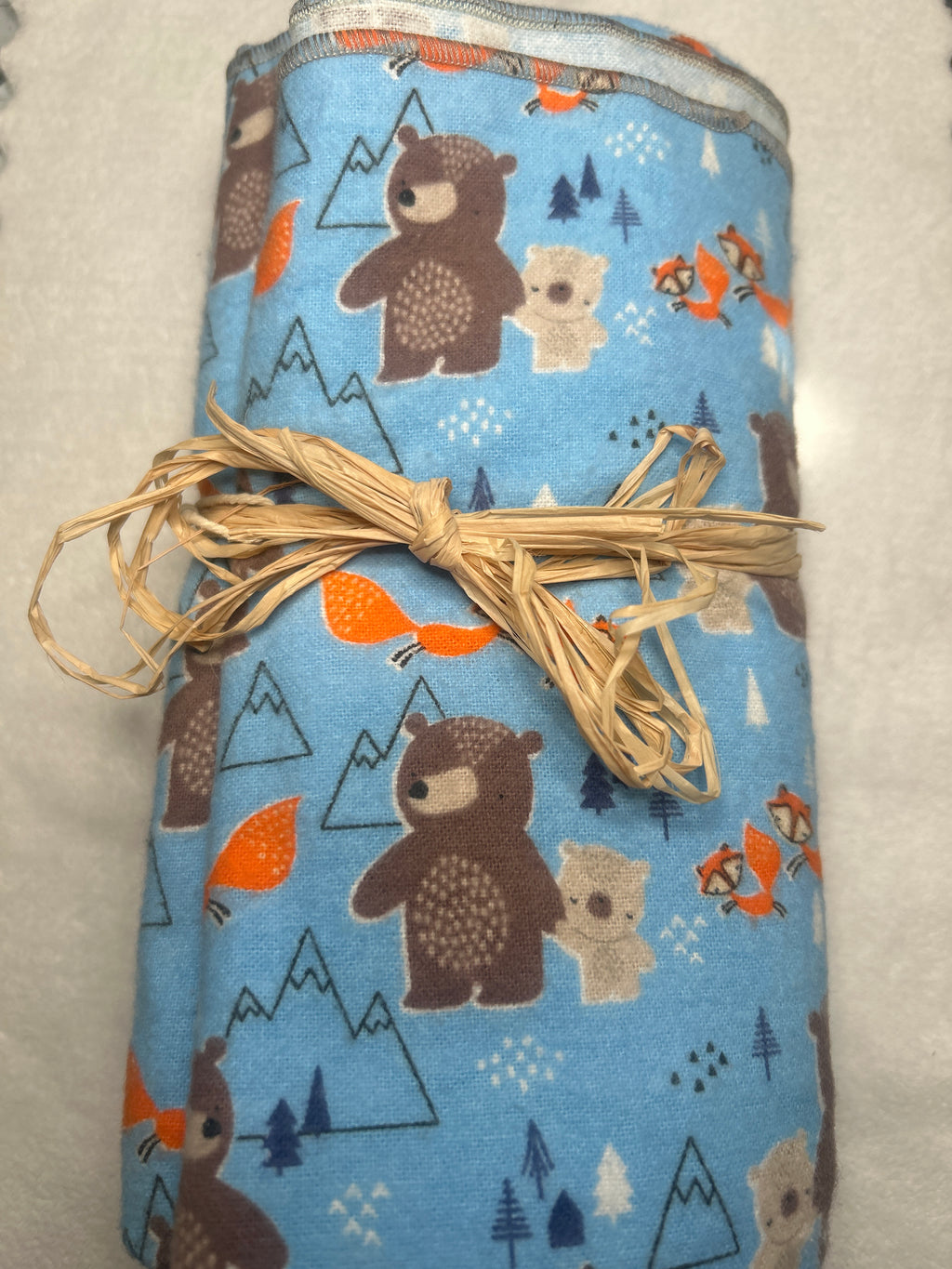 Bears and foxes blanket and burp cloth gift set