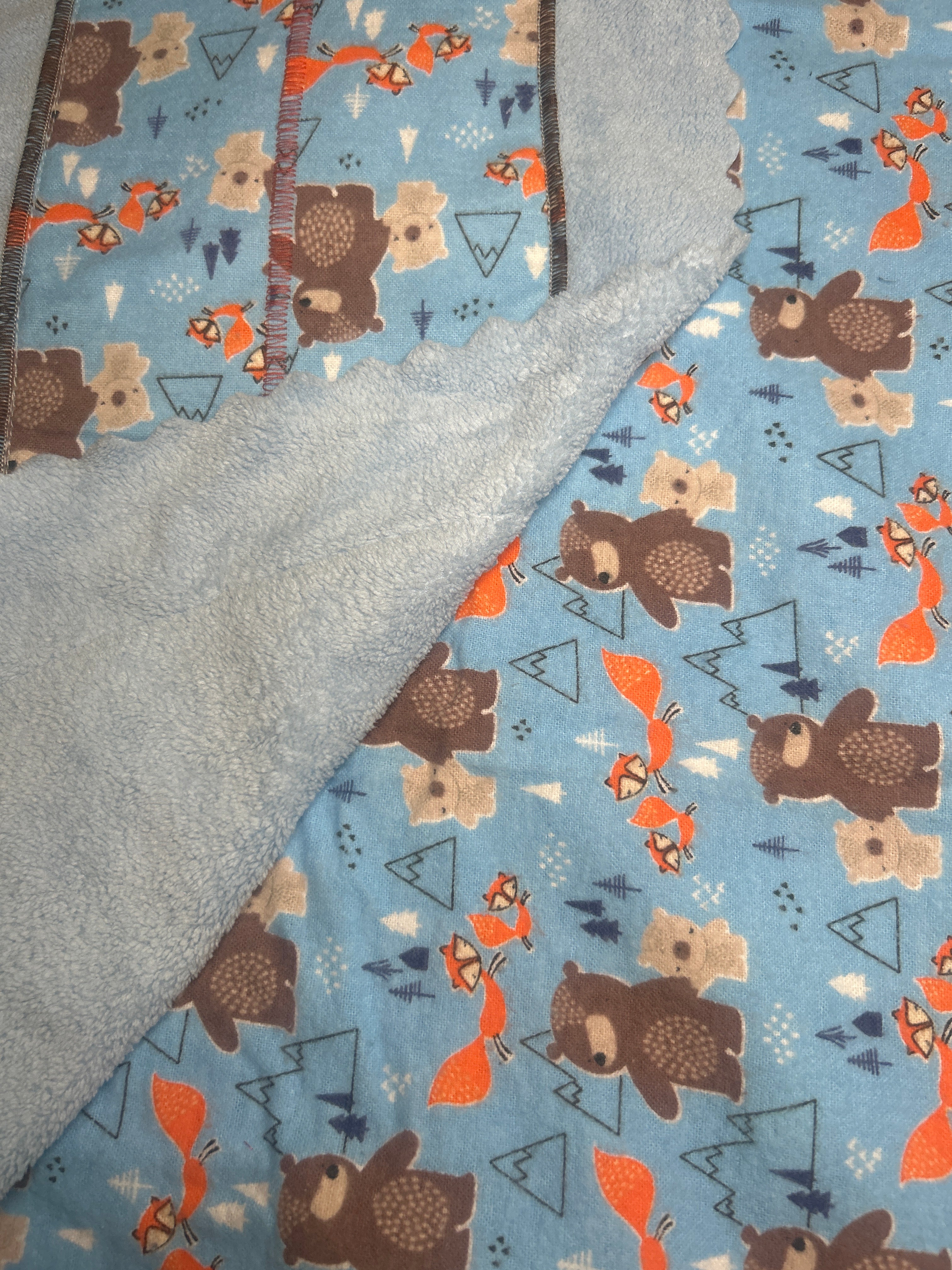 Bears and foxes blanket and burp cloth gift set