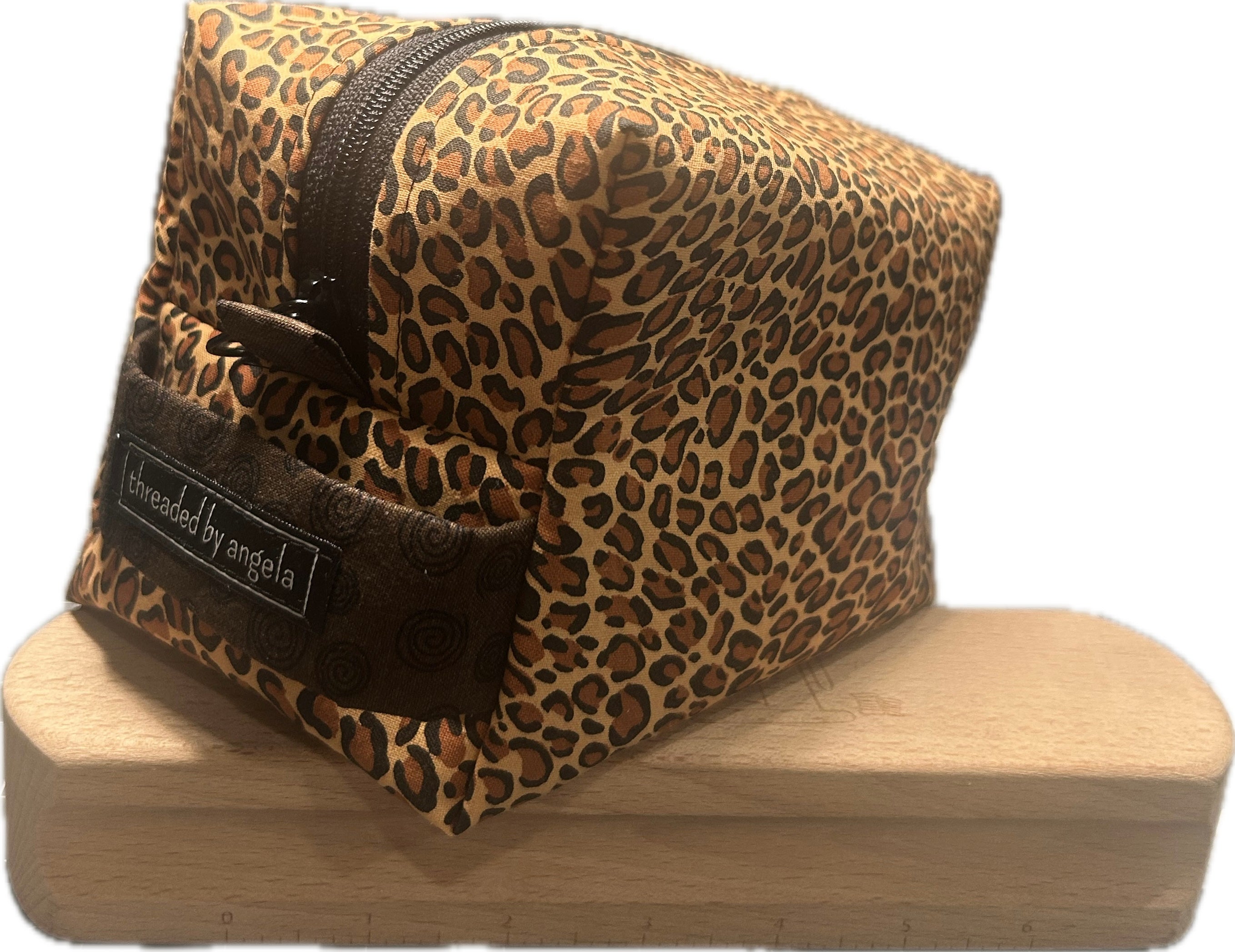 Leopard Box Bag with brown lining