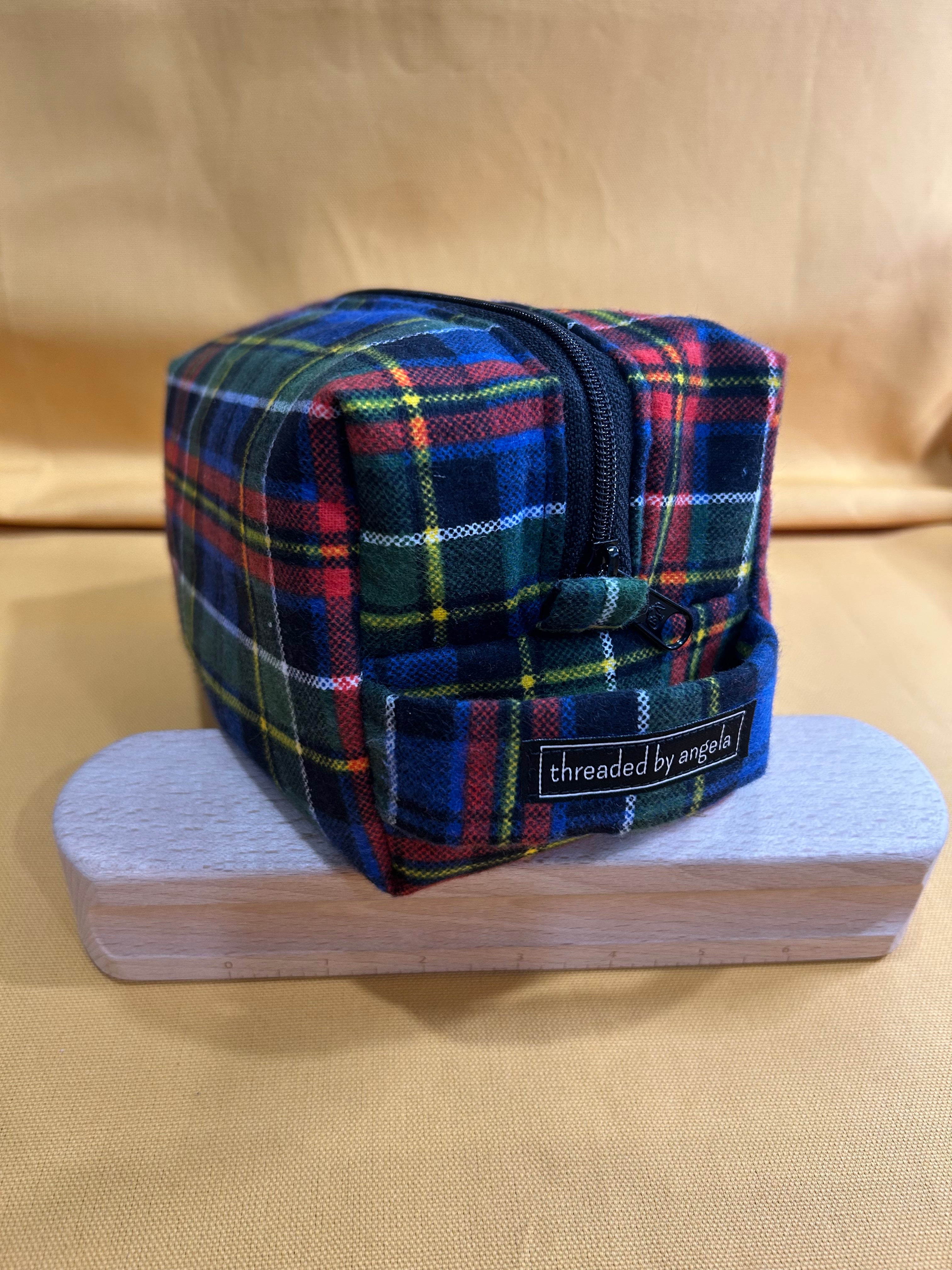 Multicolor Plaid Box Bag--Waterproof lining