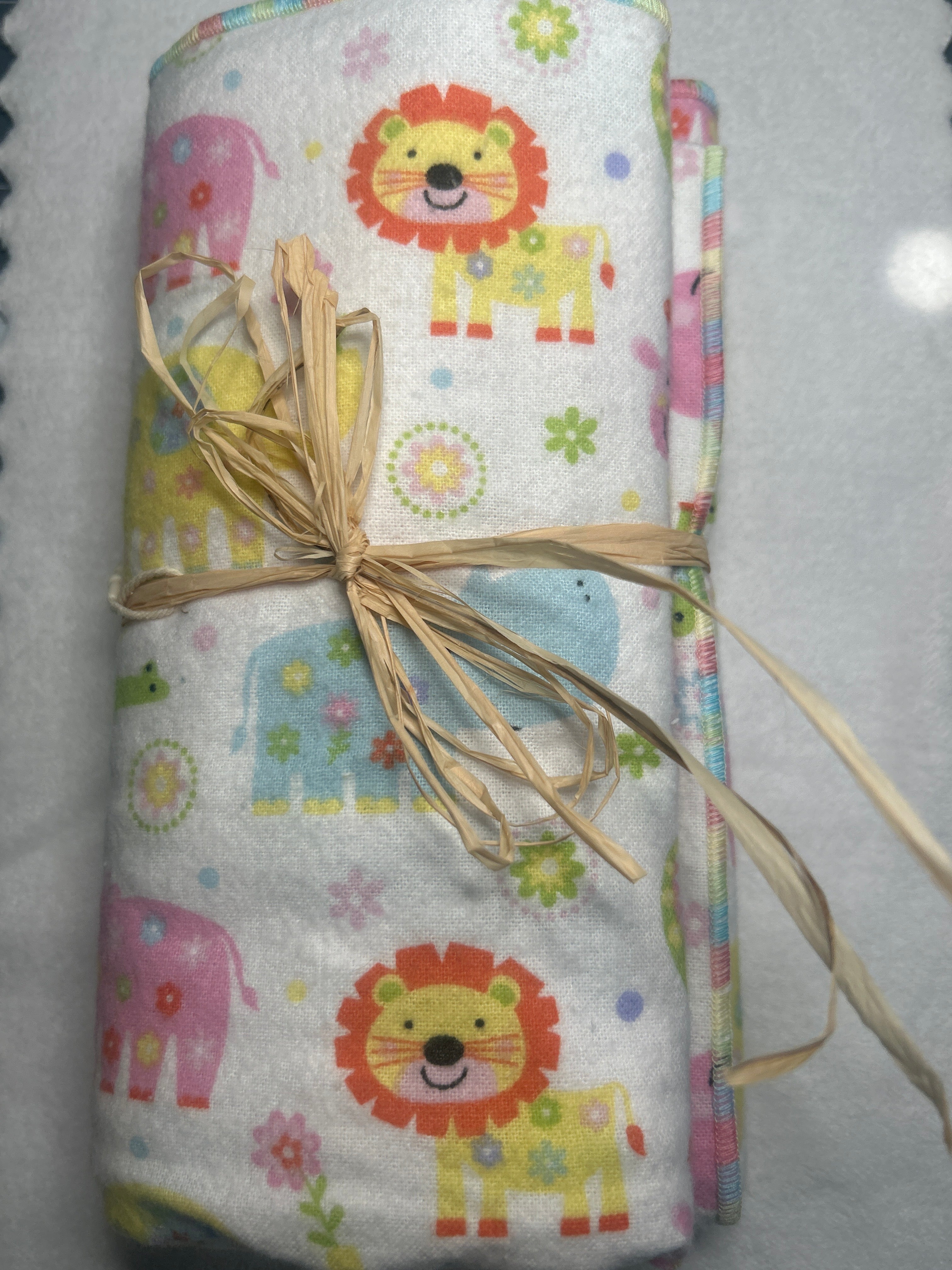Animal blanket and burp cloth gift set