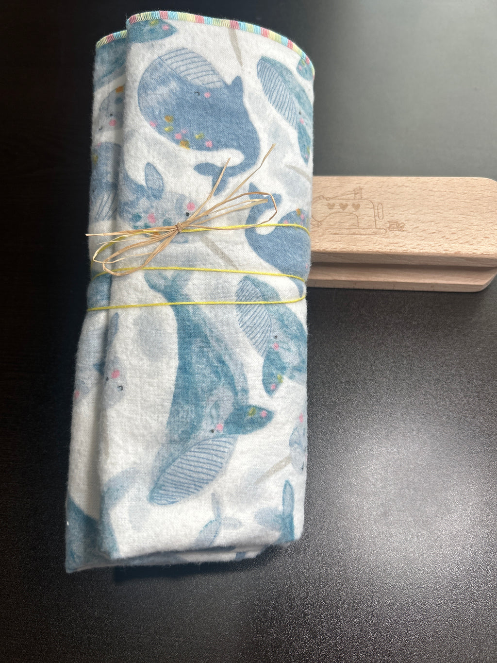 Whales blanket and burp cloth gift set