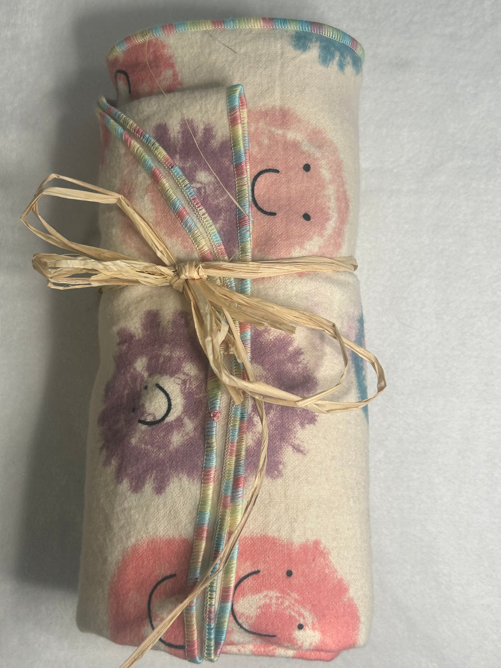Happy face blanket and burp cloth gift set