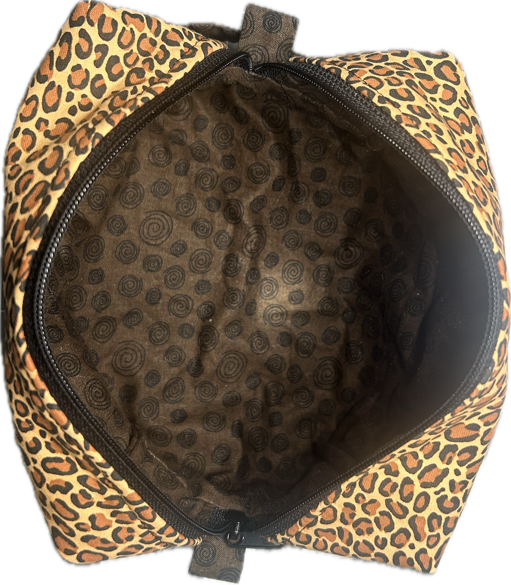 Leopard Box Bag with brown lining