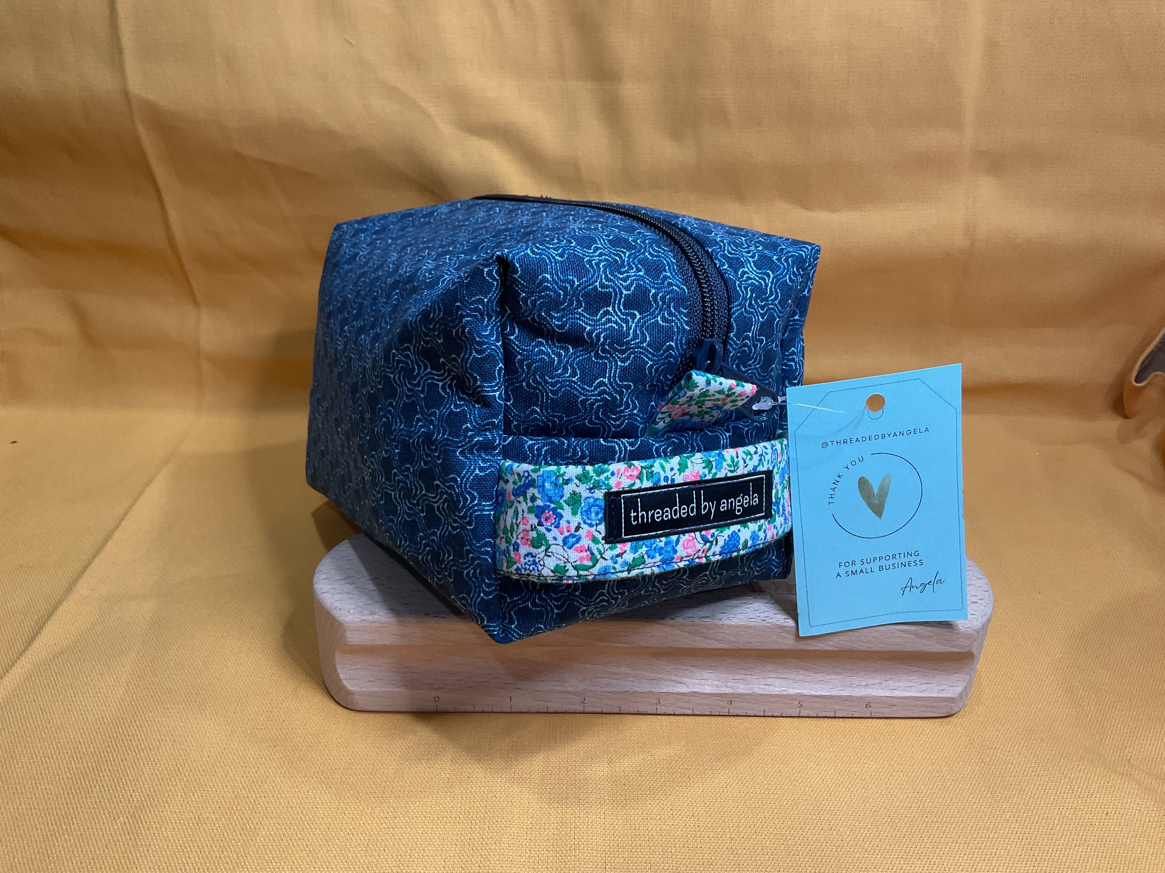 Navy Box Bag — Floral Lining