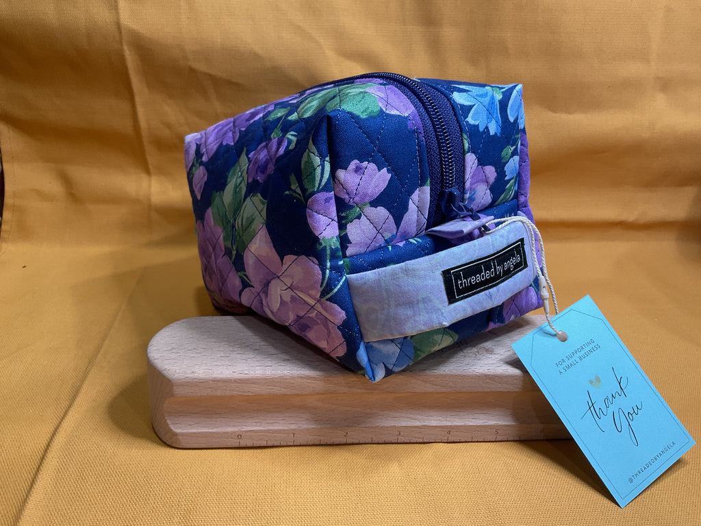 Purple Floral Box Bag — Stripe Lining