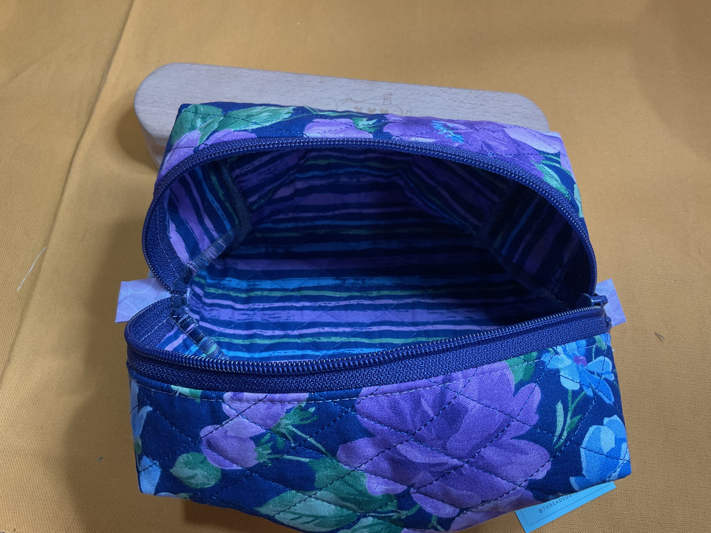Purple Floral Box Bag — Stripe Lining