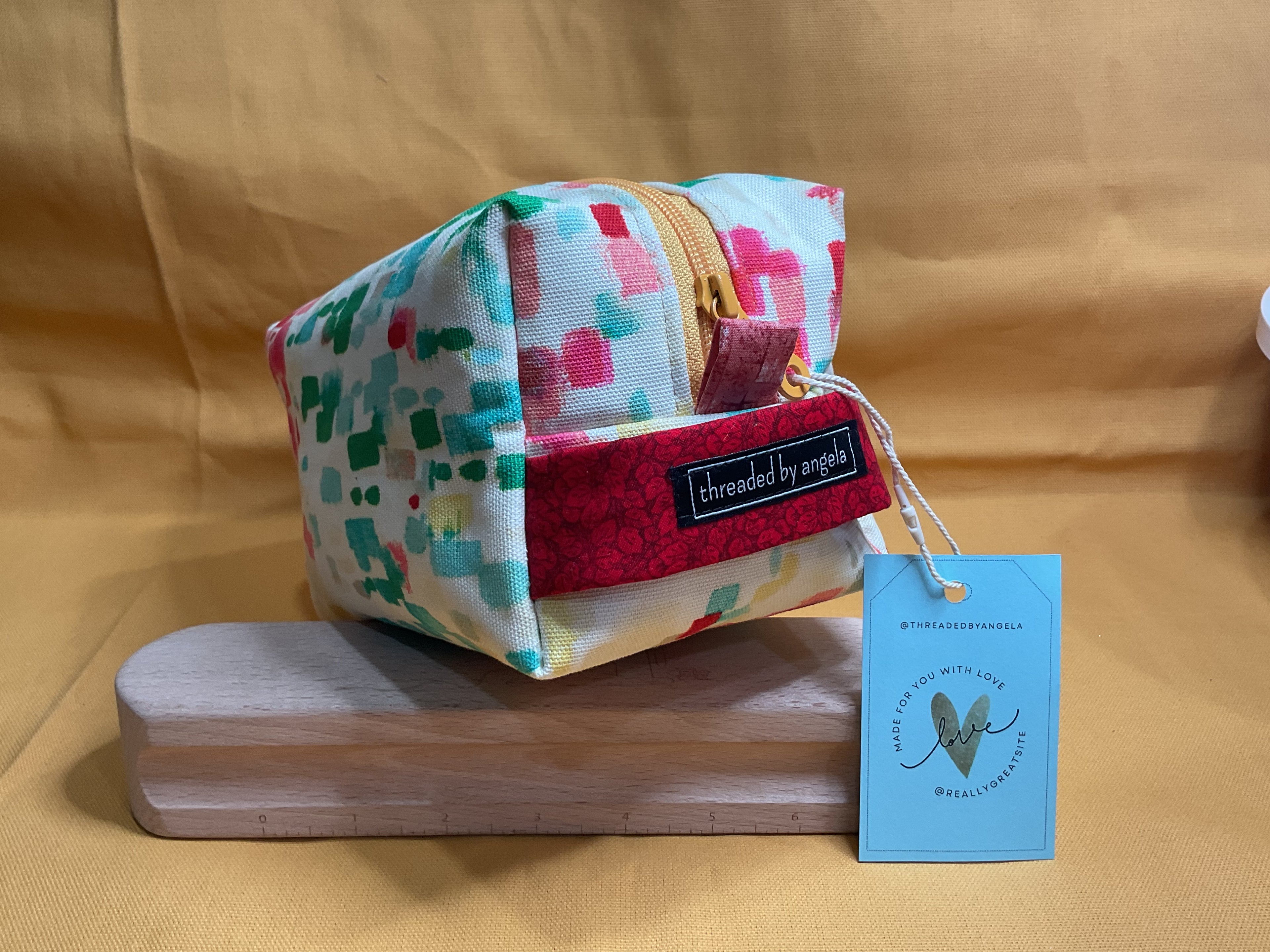 Multicolor Box Bag--Choral lining