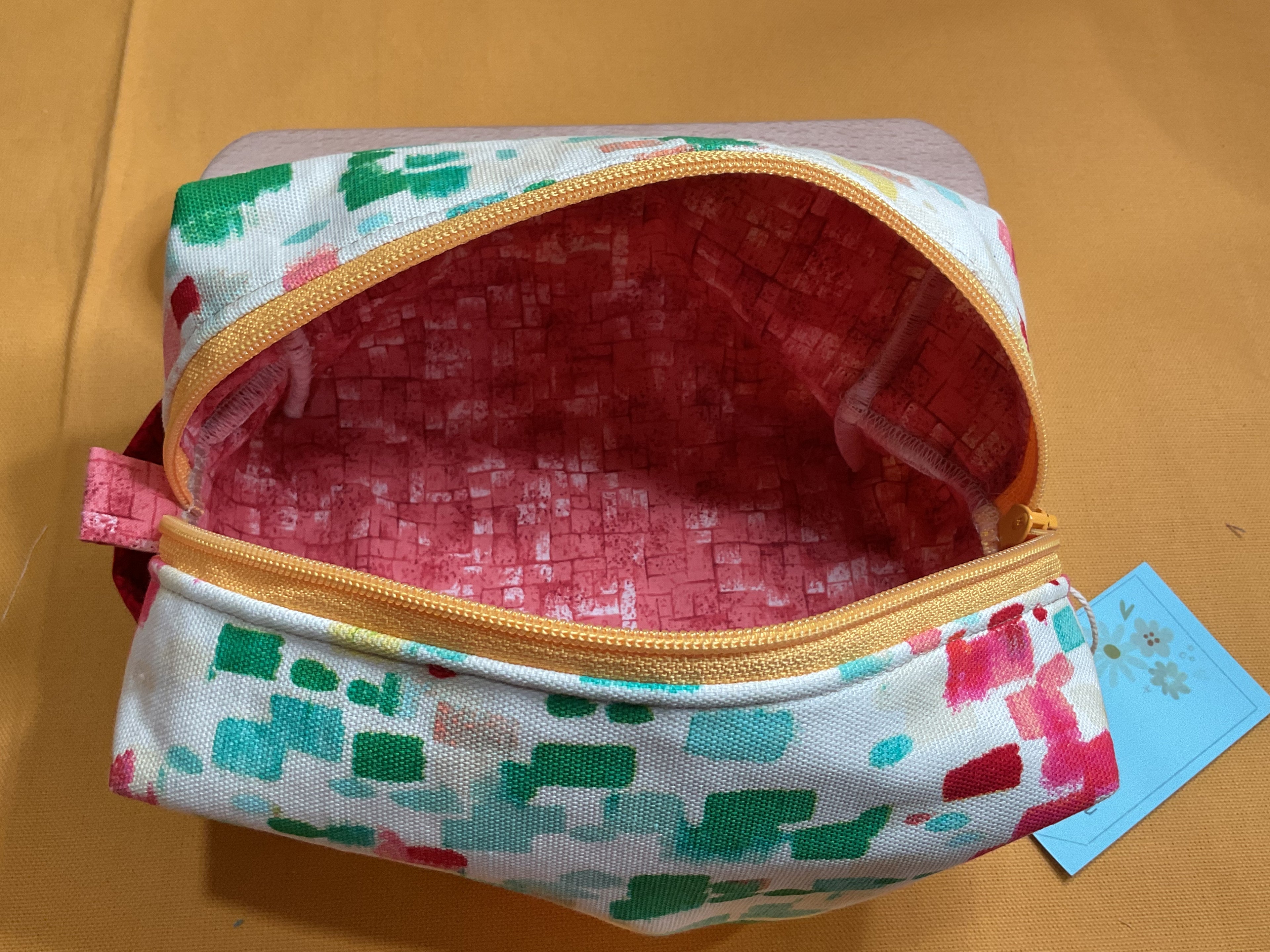 Multicolor Box Bag--Choral lining